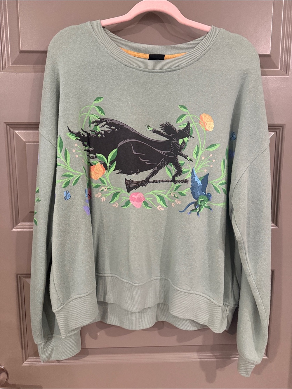 Wicked Green Graphic Sweatshirt with Floral & Horse Motif